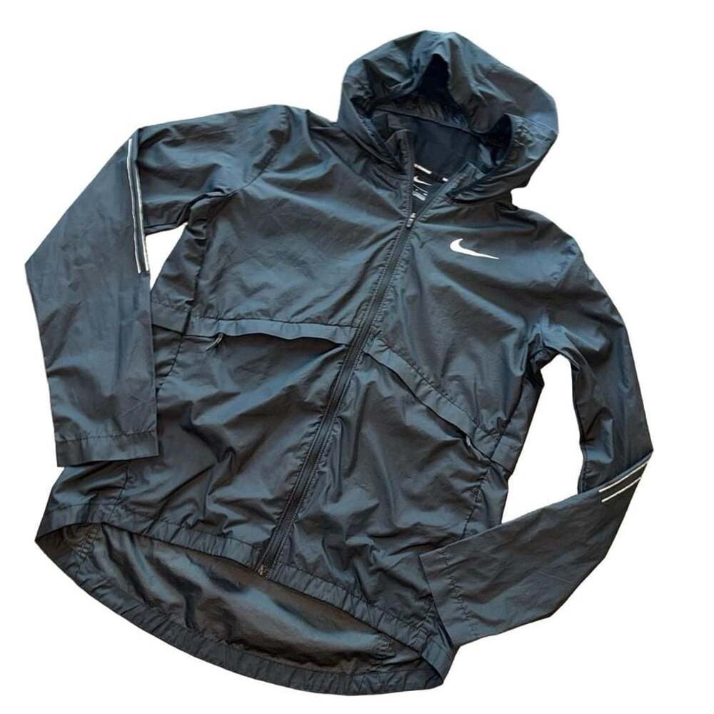 Nike Running Jacket Women’s Size Small Black Repel Hooded Windbreaker